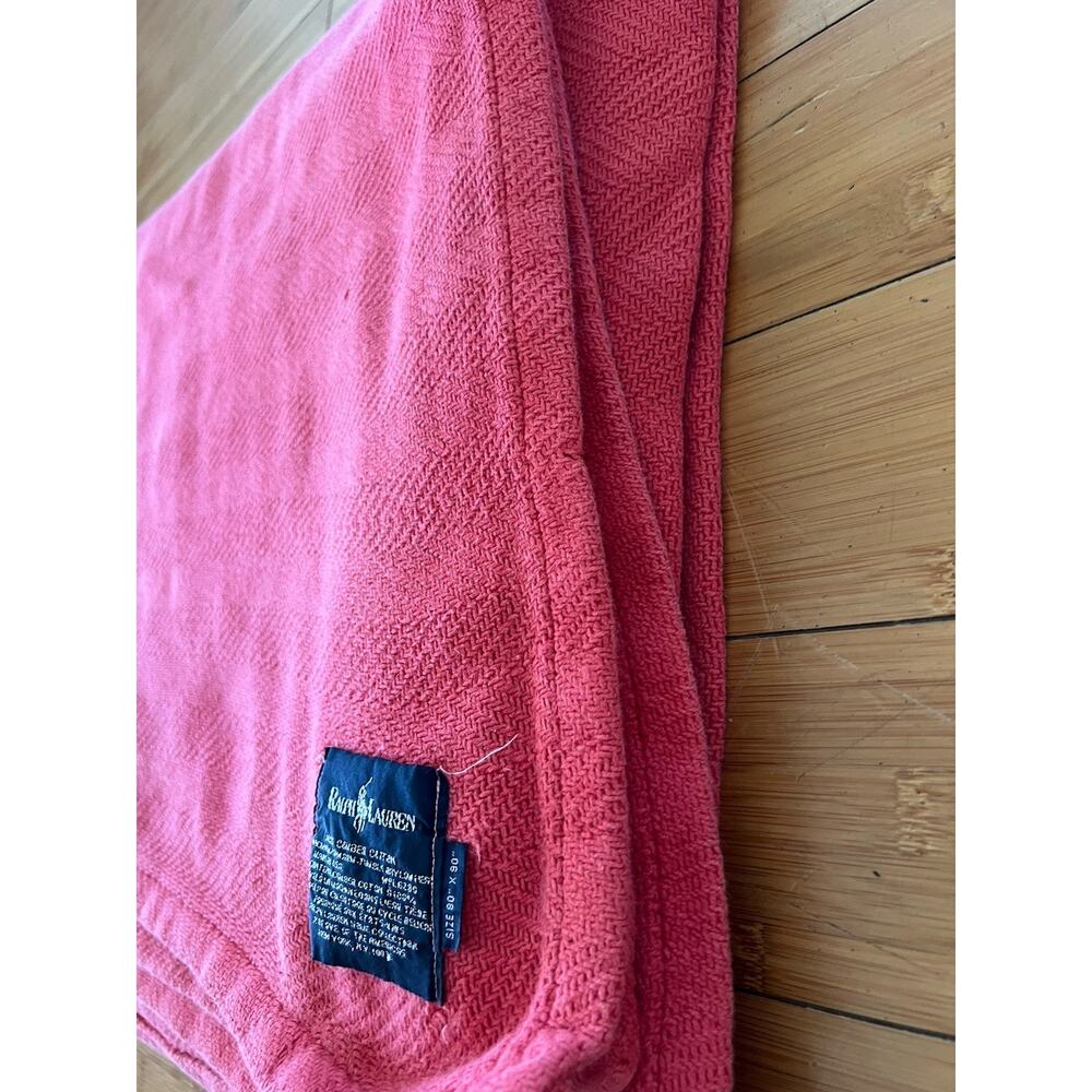 BEAUTIFUL VINTAGE 1990’s Ralph Lauren coral Full size blanket Combed Cotton Soft